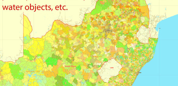 South Africa, printable vector map Adobe Illustrator V.2 editable, full vector 01 scalable ...