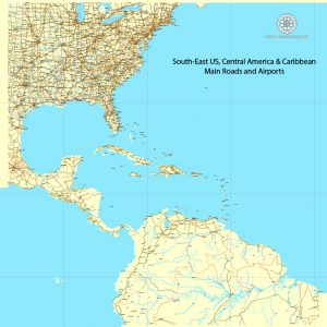 Vector map South East US Central America Caribbean PDF