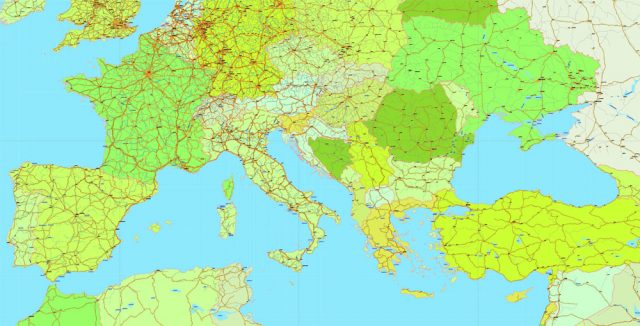 europe full detailed pdf map printable vector map adobe pdf editable