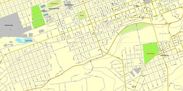 Allentown Vector Map Pennsylvania US exact vector street City Plan full editable Street Map Adobe Illustrator