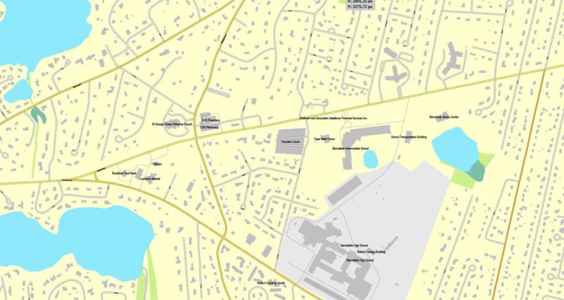 Printable map of Barnstable, Massachusetts, US, vector map V3.10 Adobe Illustrator editable City Plan, full vector, scalable, editable, text format street names, 6 Mb ZIP.