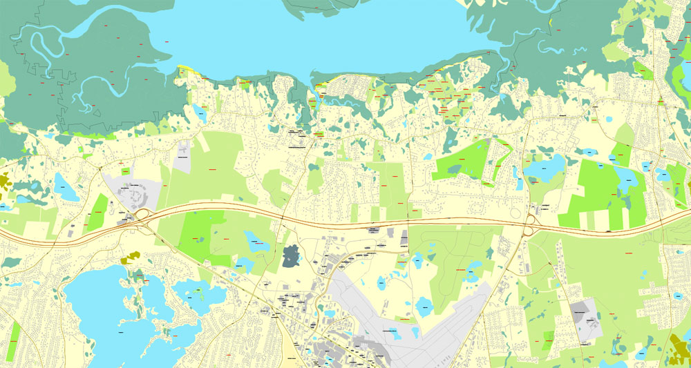 Printable map of Barnstable, Massachusetts, US, vector map V3.10 Adobe Illustrator editable City Plan, full vector, scalable, editable, text format street names, 6 Mb ZIP.