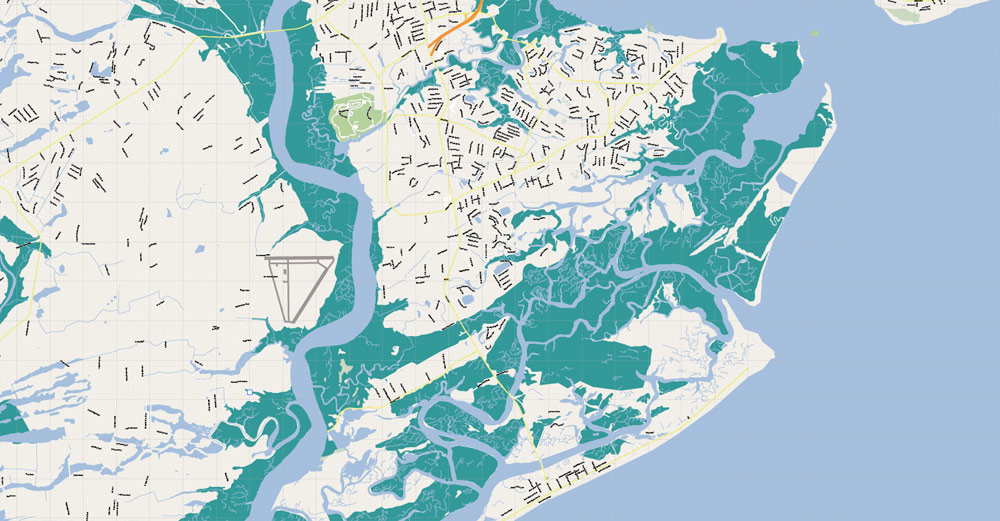 Charleston Map Vector South Carolina Corel Draw exact detailed City Plan editable for printing