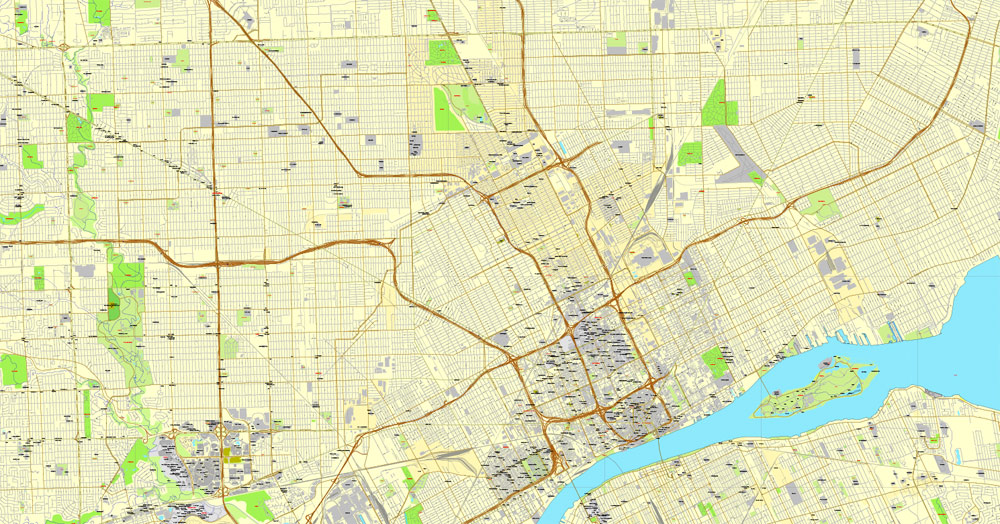 Pdf map Detroit Michigan