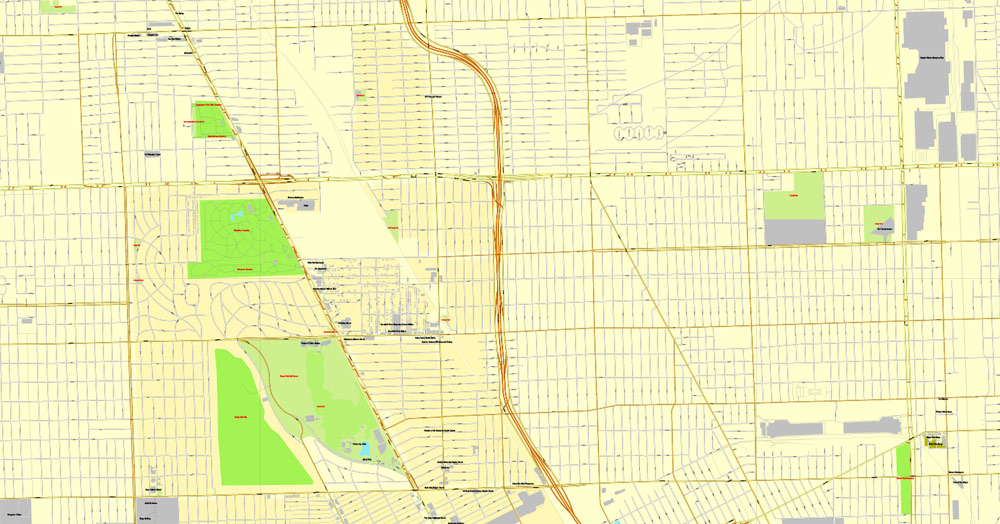 Detroit Map PDF Vector Michigan US printable City Plan editable Street Map Adobe PDF V3.10