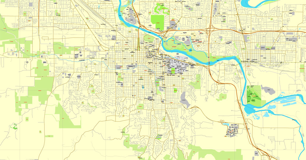 City map Eugene Springfield Oregon