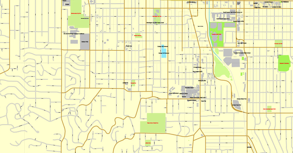 City map Eugene Springfield Oregon