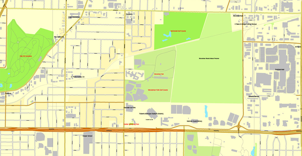 City map Evansville Indiana PDF