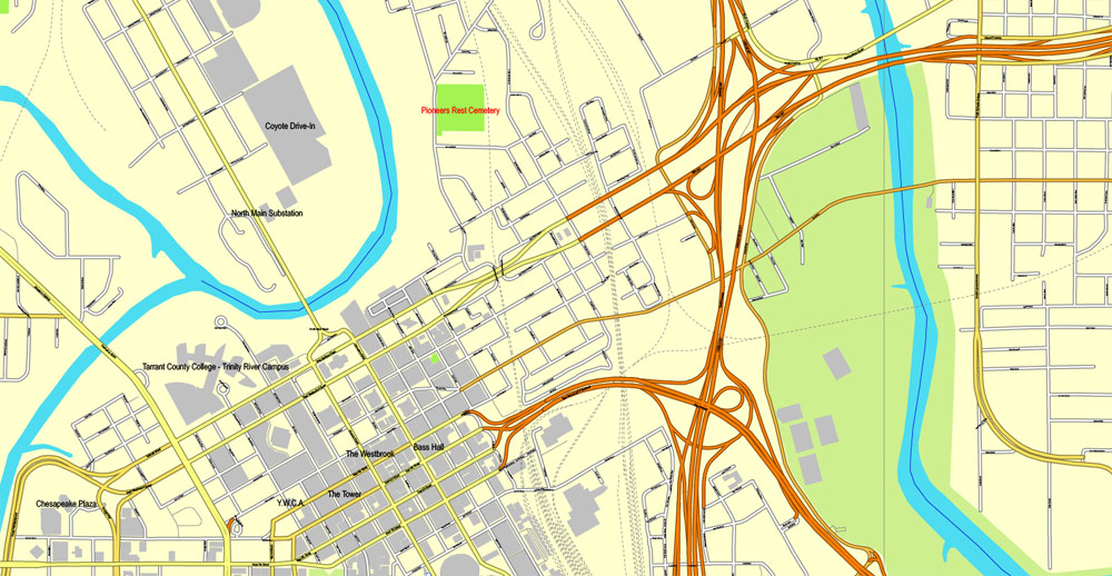 Street map Fort Worth Texas