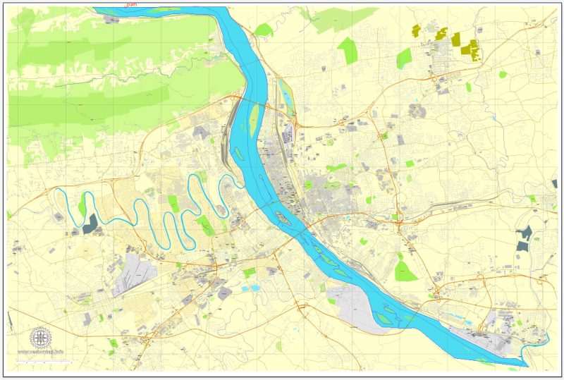 Harrisburg PDF map, Pennsylvania, US printable vector street City Plan