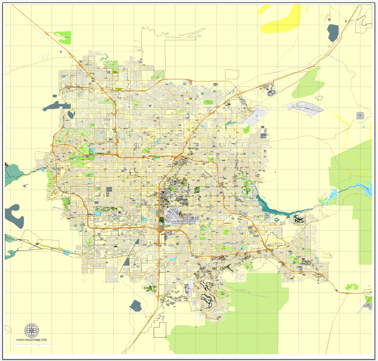 Las Vegas PDF map, Nevada, US. Vector street City Plan map, full editable, Adobe PDF, V3.10, full vector, scalable, editable, text format  street names, 32 Mb ZIP.