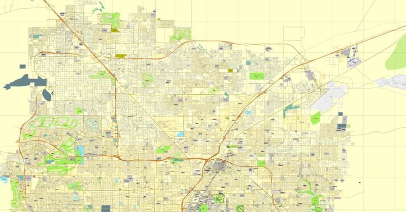 Las Vegas PDF map Nevada US printable vector City Plan editable Adobe PDF Street Map, V3.10