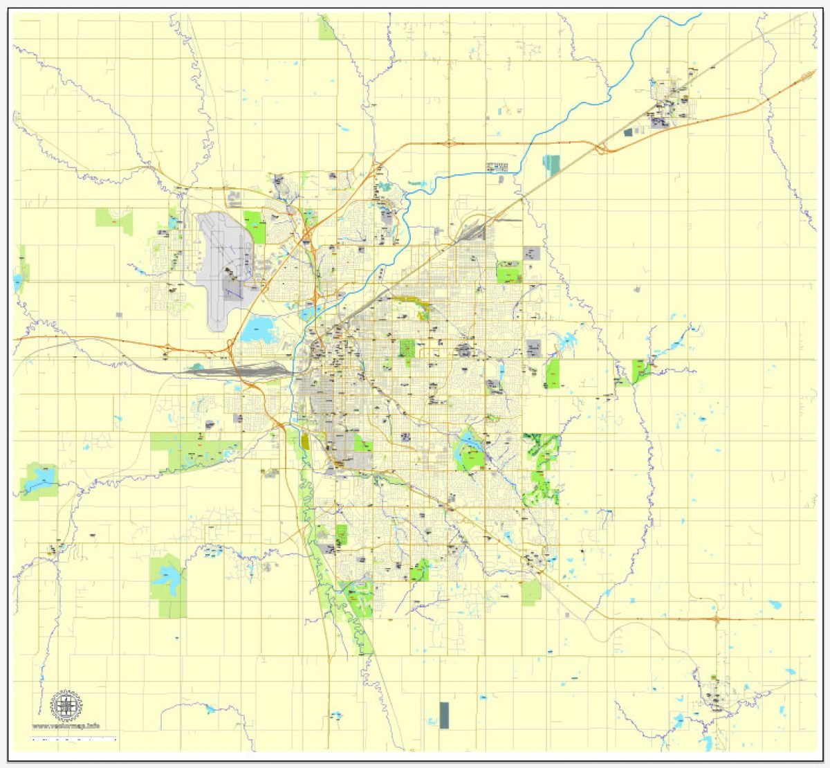 Gis Map Lincoln Ne Lincoln Printable Map City Plan Full Editable, Adobe Illustrator