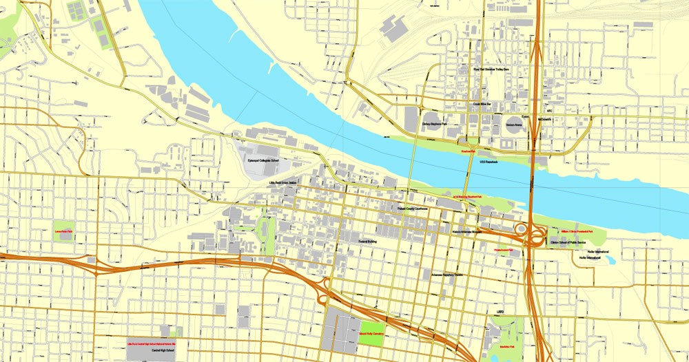 City map Little Rock Arkansas