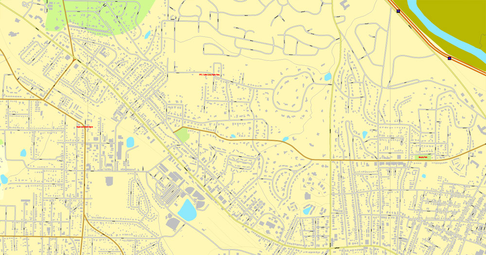 Macon PDF Map, Georgia, US, printable vector street City Plan map, fully editable, Adobe PDF, V3.10