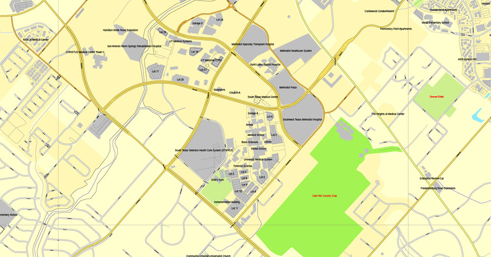 Editable map San Antonio Texas