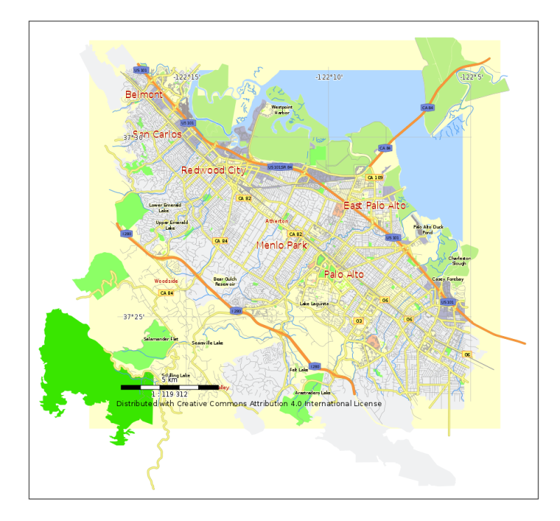 Menlo Park, California, Free printable and editable vector map in PDF ...