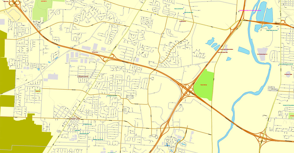 Columbus OH PDF Map exact vector City Plan V.23.11. Printable Street Map editable Adobe PDF