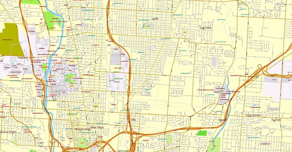 City map Columbus Ohio ai