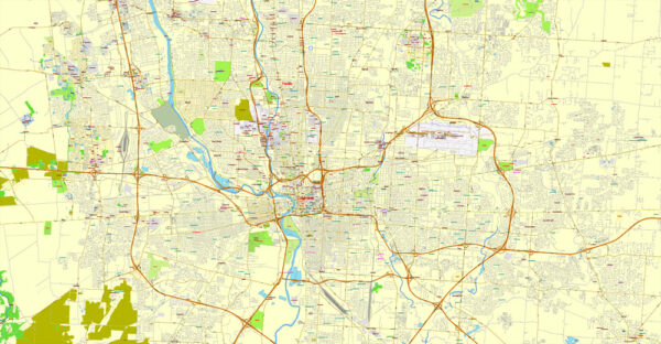 Columbus Map Ohio US exact vector City Plan map V.23.11. Printable Map ...