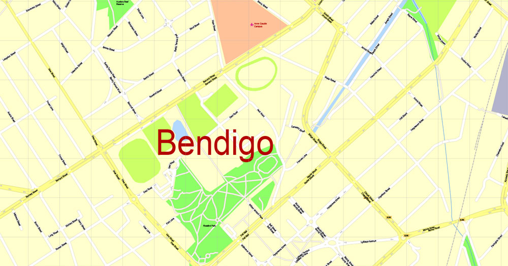 Printable Map Bendigo Australia G View Level 17ai 10 Ai Pdf 12 