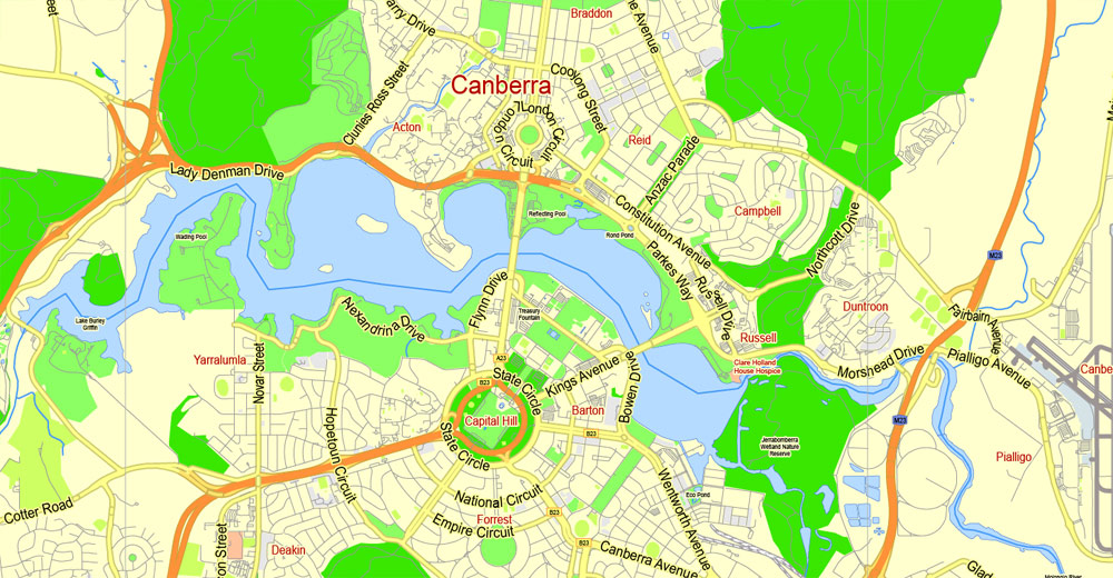 Printable Map Canberra Australia G View Level 13 Ai 10 Ai Pdf 13 