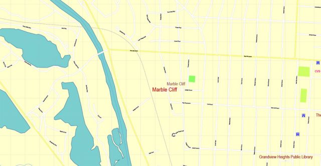 Columbus Ohio Printable Vector Map exact City Plan 100 m scale V.23.11 ...