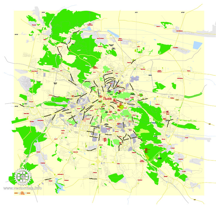 Free vector map Lviv Ukraina