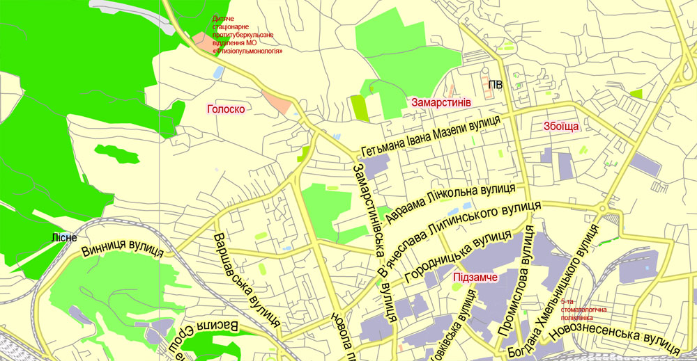 Free vector map Lviv Ukraina