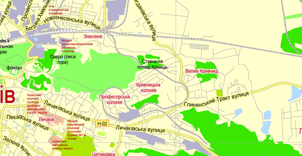 Free vector map Lviv Ukraina