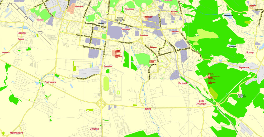 Free vector map Lviv Ukraina