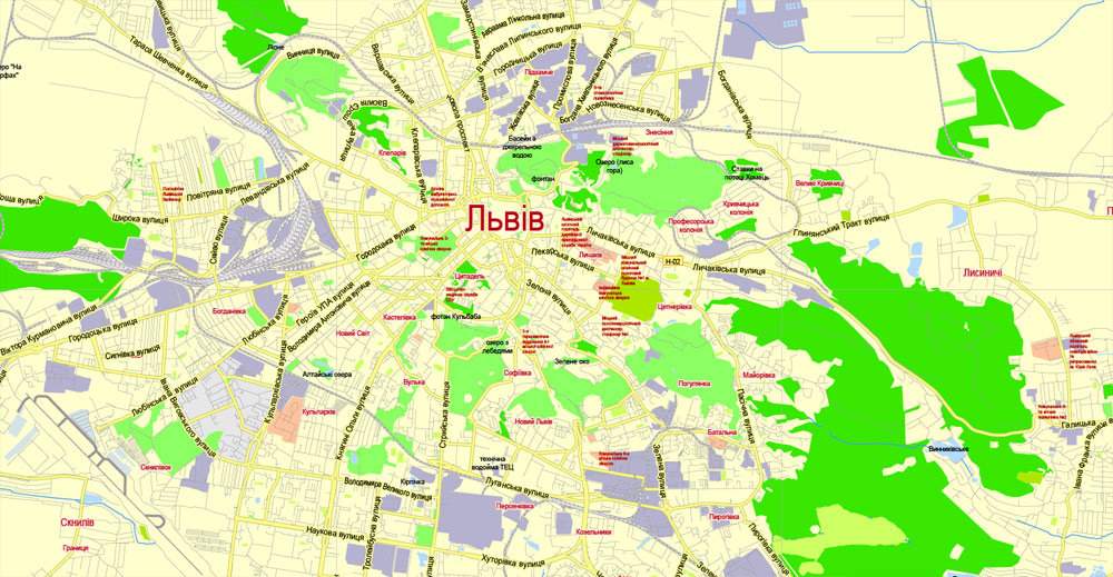 Free vector map Lviv Ukraina