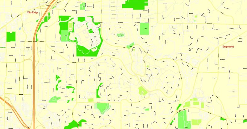 Printable Map Portland OR, Vancouver WA, exact vector street G-View Level 17 (100 meter scale) map in 4 parts, fully editable, Adobe Illustrator, full vector, scalable, editable text format of street names, 33 Mb ZIP.