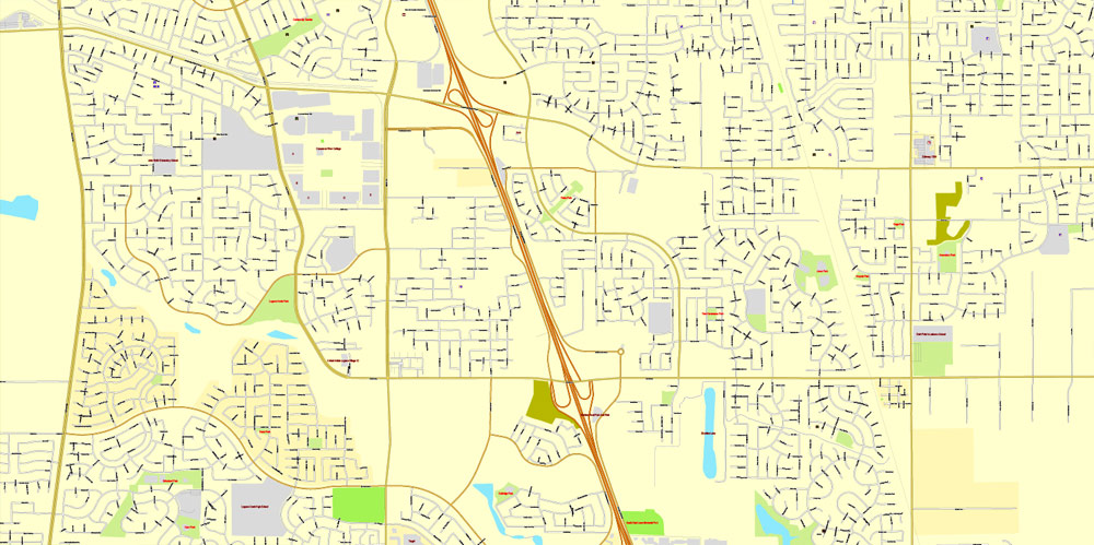 Printable Map Sacramento, California, exact vector street City Plan map v.02.11, fully editable, Adobe Illustrator, full vector, scalable, editable text format of street names, 73 Mb ZIP.