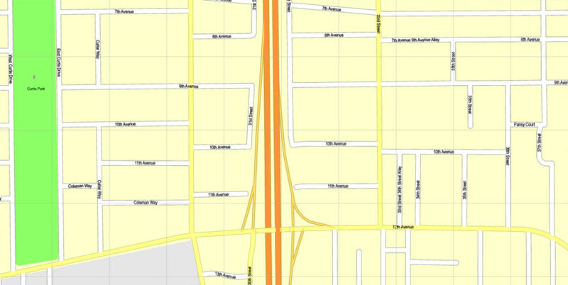Sacramento Map Vector California exact detailed City Plan editable ...