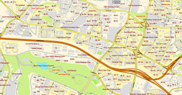 Singapore PDF Map 01 exact City Plan with buildings full editable ...