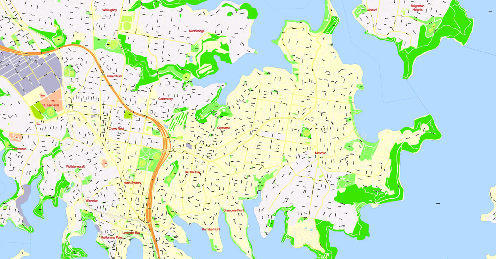 Editable map Sydney Australia