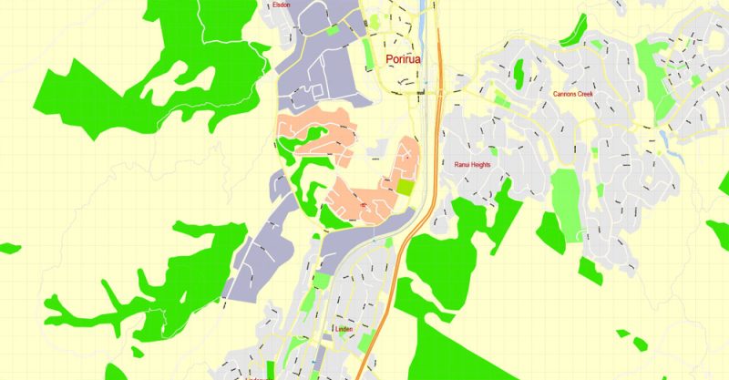 Wellington PDF Map New Zealand exact detailed vector Street Map editable City Plan Adobe PDF