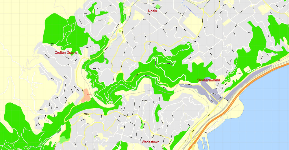 Editable map Wellington New Zealand 13
