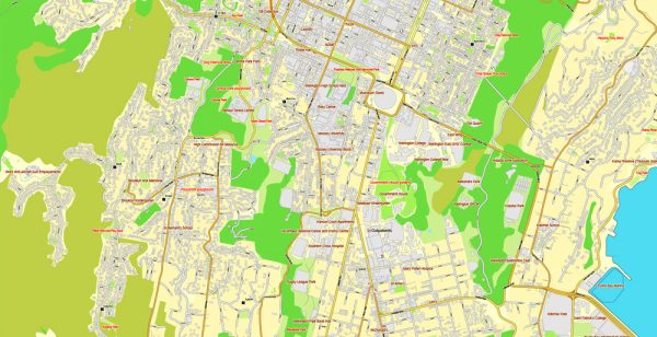 Wellington Printable PDF Map New Zealand Exact Vector Street City wellington-printable-pdf-map-new-zealand-exact-vector-street-city