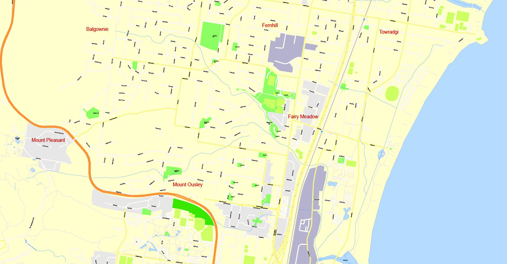 Editable map Wollongong Australia