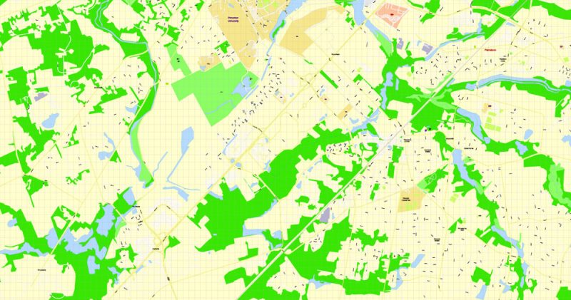 Princeton University SVG Vector Map, Princeton NJ, US, exact vector street G-View Level 17 (100 meters scale) map, V.21.12. fully editable SVG