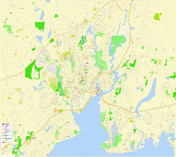 Yale University Printable Map, New Haven, Connecticut, US, exact vector ...