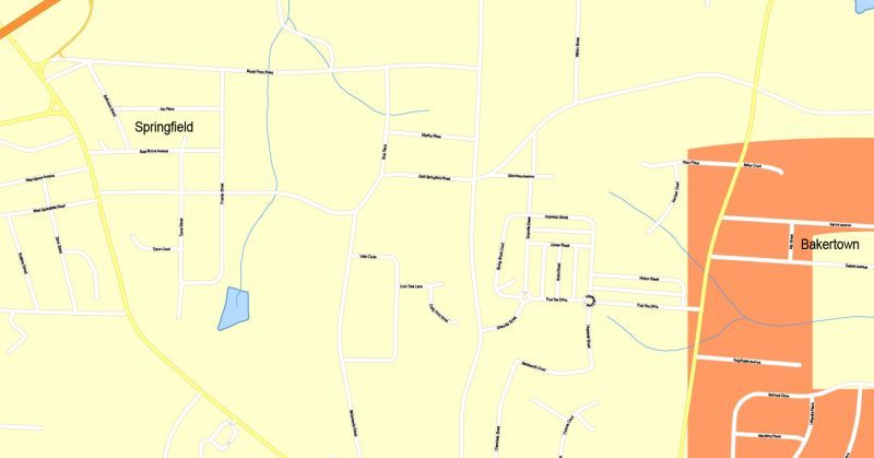 Printable Map Randolph County, North Carolina, US, exact vector street G-View Level 17 (100 meters scale) map, V.21.12. fully editable, Adobe Illustrator, full vector, scalable, editable text format of street names, 10 Mb ZIP.