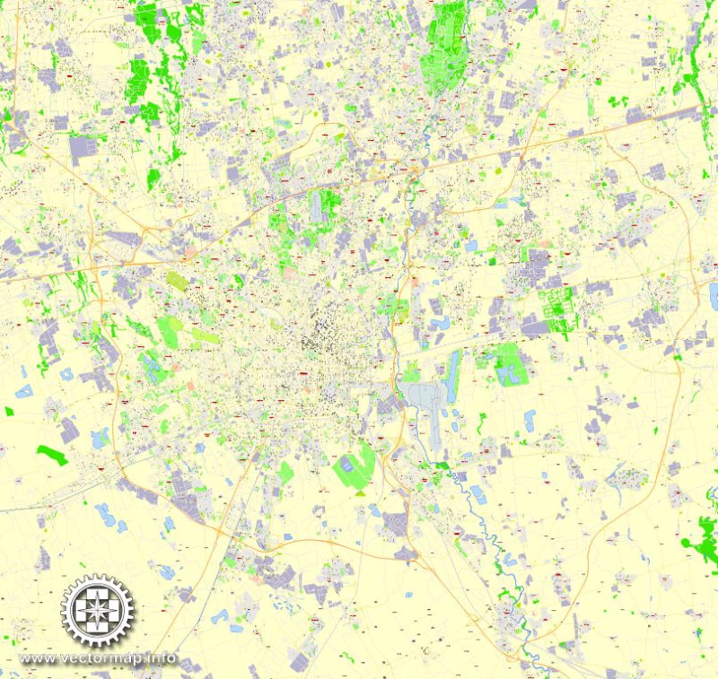 Milan Map Vector Italy exact detailed 100 meters scale City Plan editable Adobe Illustrator Street Map