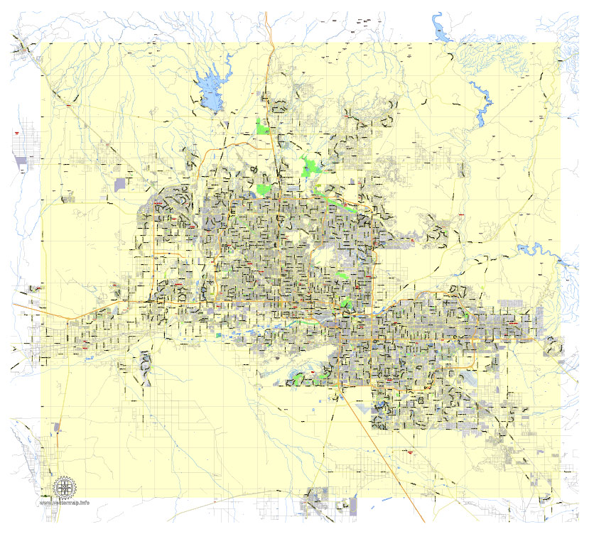 thumbnail image 2 of Phoenix Arizona Map Poster Print - Road City Map Of South West USA - Ready To Hang 2 of 5