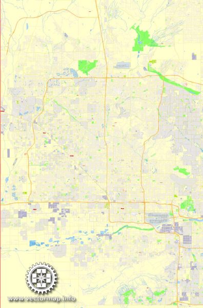 Phoenix 100 Block Map.pdf Phoenix City Printable Map, Arizona, exact vector street G-View Level ...