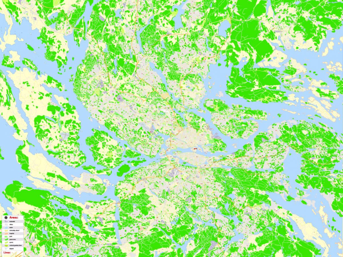 Stockholm Map Vector Sweden Detailed City Plan Editable Street Map