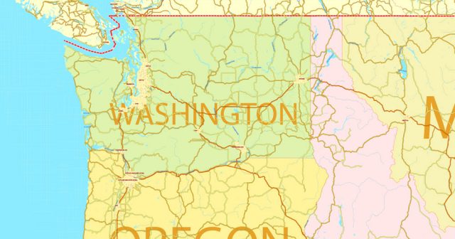 Printable Map US and Canada editable, Adobe Illustrator