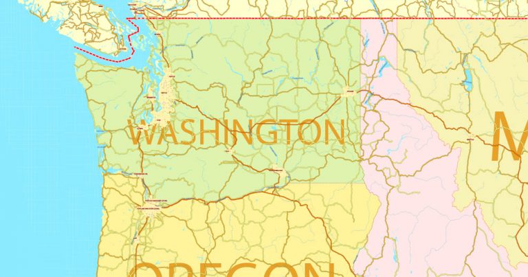 Printable Map US and Canada editable, Adobe Illustrator